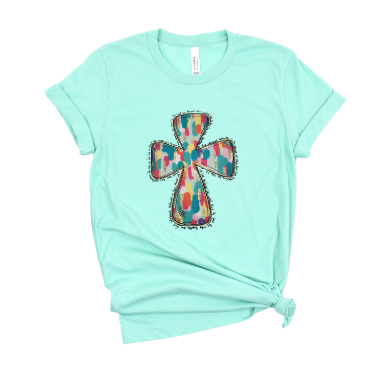 Women’s For God So Loved the World Watercolor Cross T-Shirt