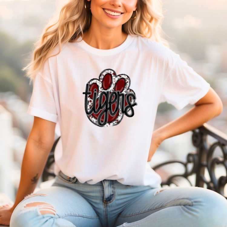 Maroon Tigers Pawprint Graphic Tee