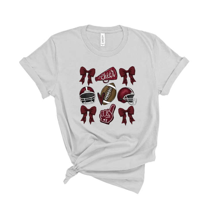 Women's Maroon Cheer Bows T-Shirt